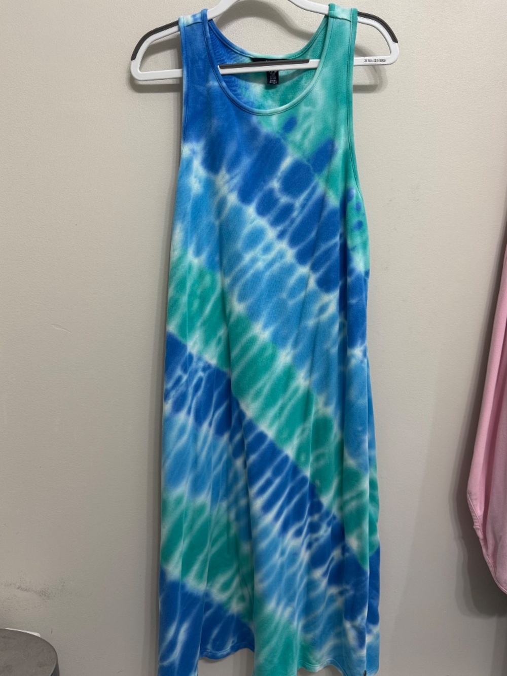 Aqua Tie-Dye Patterned Dress